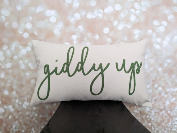 giddy up Horse Throw Pillow Cover {Gift for Equestrian or Horse Rider, Pony Lover Home decor, Western, Cowboy, Cowgirl, Personalized Custom}