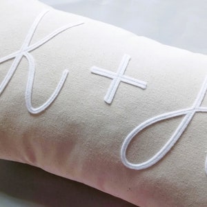 Couple Initials Pillow for Wedding Gift, Custom, Personalized, 2nd Anniversary Cotton Gift | Love Decor | Modern Cut Out Felt Letters