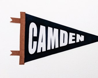 Banderín de nombre de fieltro personalizado, decoración de pared personalizada, 4 tamaños, letras mayúsculas grandes, bandera triangular, letrero de nombre colgante de habitación para niños, elegir colores