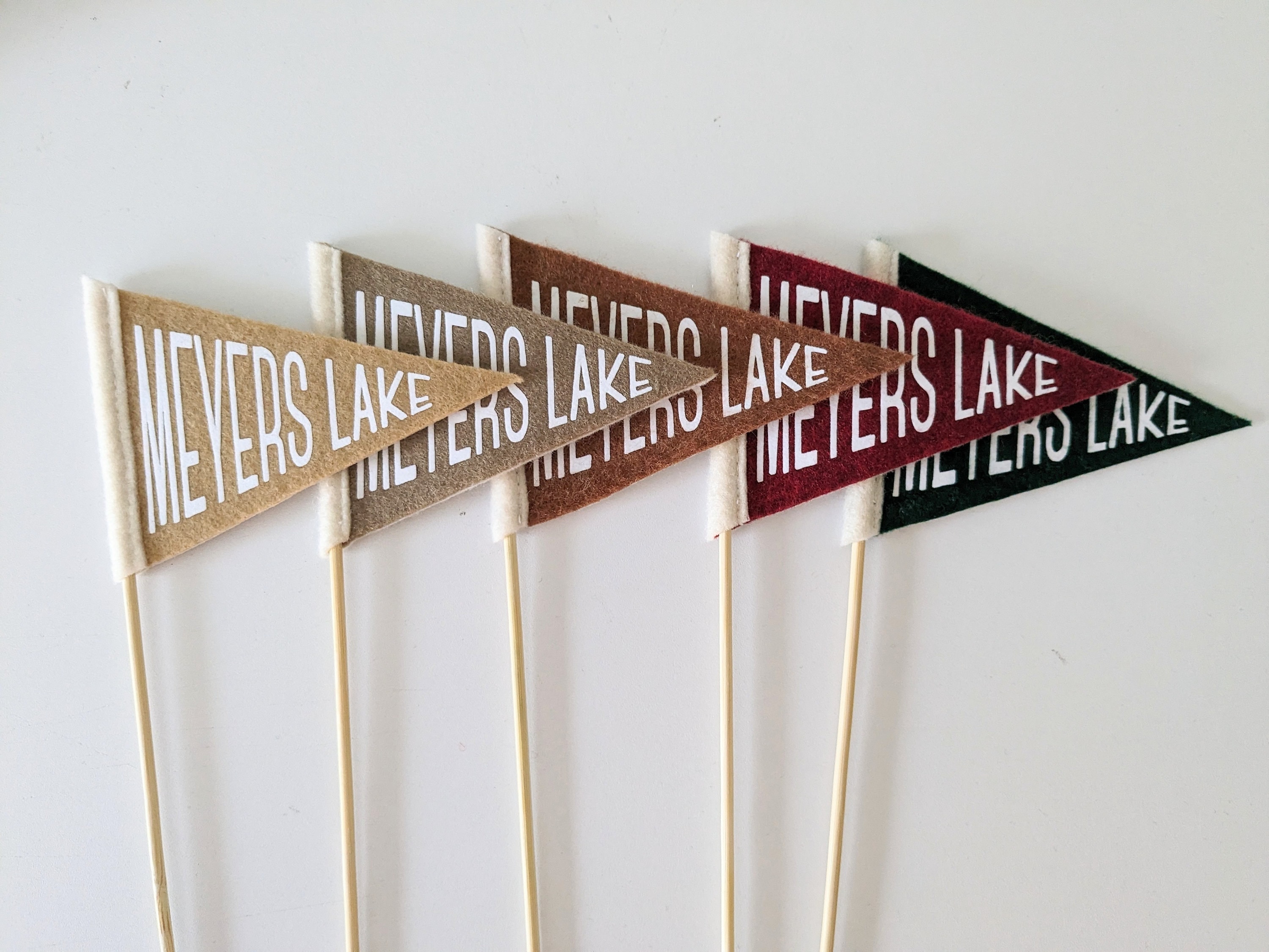 Custom Pennant on a Stick: Felt Personalized Word or Name Mini Pennant, Small Triangle, Photo Prop, Flower Pennant, Name Flag, Photo Prop