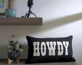 Custom Welcome Pillow, Western Hello, Howdy, Ranch House, Farmhouse, Country Home Decor, Cowgirl Saying, Stuffed Hello Sign, Barn house