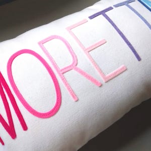 Personalized Ombre Name Pillow, Custom Felt Letters Pillow Cover, Rainbow Felt Appliqué, Handmade Gift for Kids & Home Decor