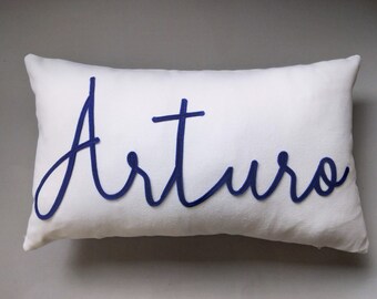 Custom Name Pillow | Personalized Unique Gift for Mom with Kids Names| Handwritten Felt Letters | Pillow with your name | Rectangle Lumbar