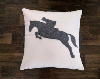 Show Jumping Horse Pillow: Equestrian Gift, Farmhouse Decor