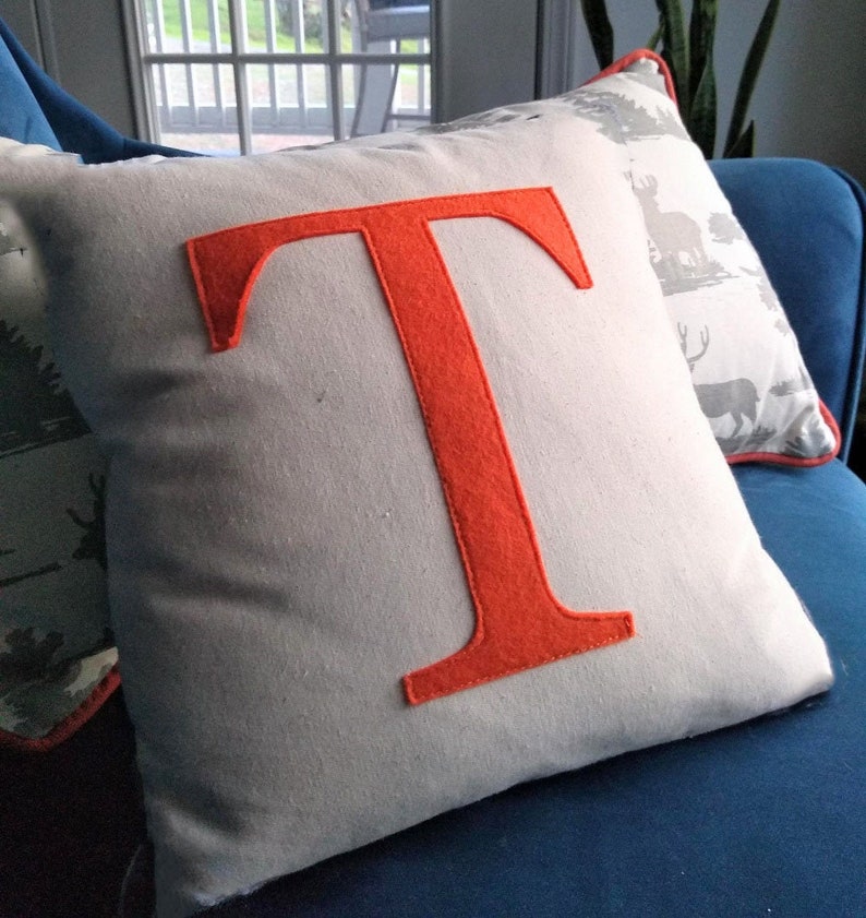 Custom Monogram Pillow Cover Large Letter Monogrammed Etsy España