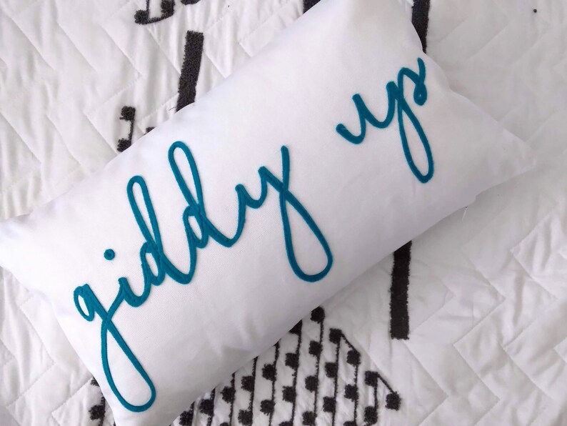 giddy up Horse Throw Pillow Cover {Gift for Equestrian or Horse Rider, Pony Lover Home decor, Western, Cowboy, Cowgirl, Personalized Custom} image 2