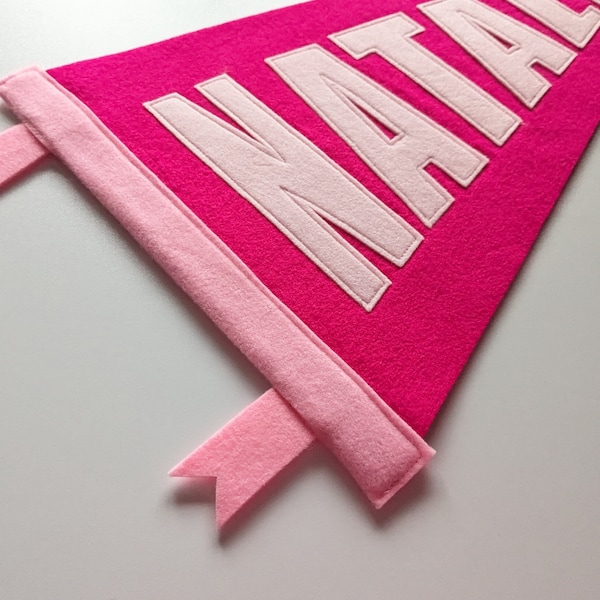 Name Pennant | Berry Pink | Custom Personalized Wall Decor | Girls Room Decoration | Felt Pennant | Block Letters | Name Sign, Custom Colors