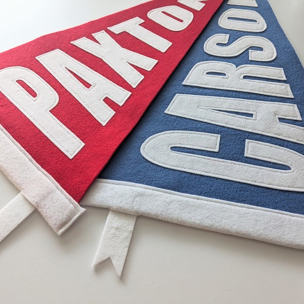 Name Pennant: Felt, Personalized Wall Decor, 4 sizes, Large Letters, Triangle Flag, Kids Room Hanging Name Sign, Choose Felt Colors & Fonts