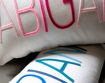 Multi Color Custom Personalized Name Pillow | New Baby Gift | Mix and Match Felt Letters | Unique Handmade Gift | Rainbow Letters