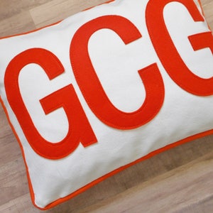 Monogram Lumbar Pillow Cover, Personalized with 3 initials, Block Letters and Piping in Custom Colors
