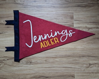 2 Name Pennant, First and Middle Name, Custom Pennant Personalized Two Lines, Handwriting & Block Letters, Triangle Flag, Nursery Name Sign