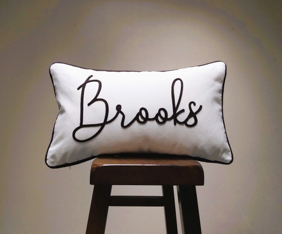 Personalized Name Pillow with Piping: Custom Felt Applique Cushion Cover