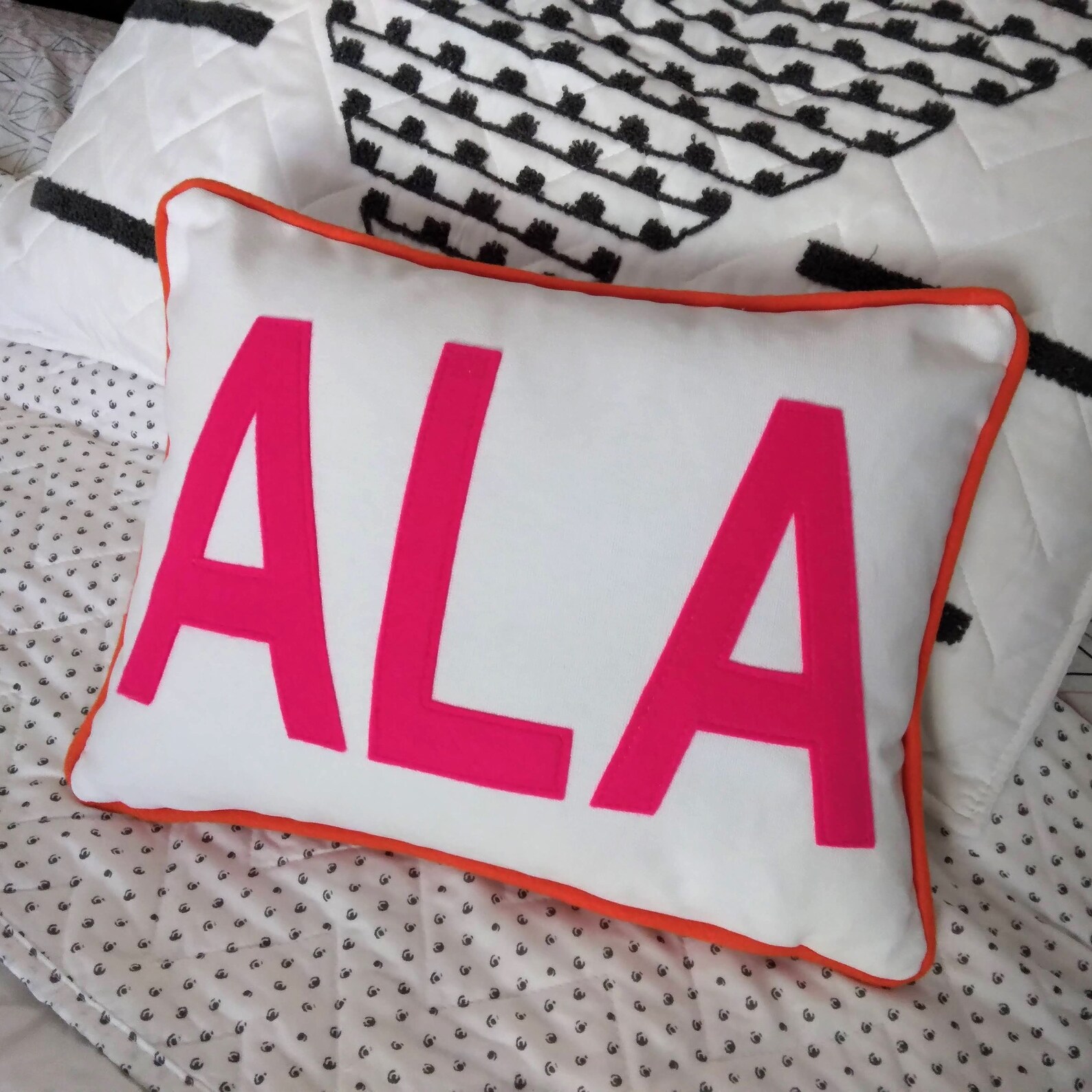 Monogram Lumbar Pillow Cover Personalized With 3 Initials Etsy