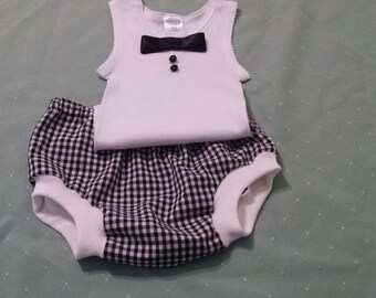 Baby Tuxedo singlet and nappy cover set