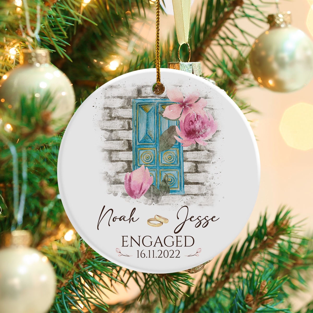 Discover Engaged Ornament, Ceramic Ornament