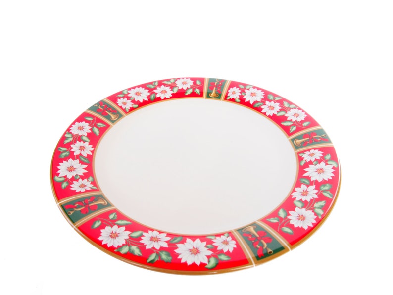 Large Christmas Serving Platter in Red and Green Poinsettia by Charlton Hall