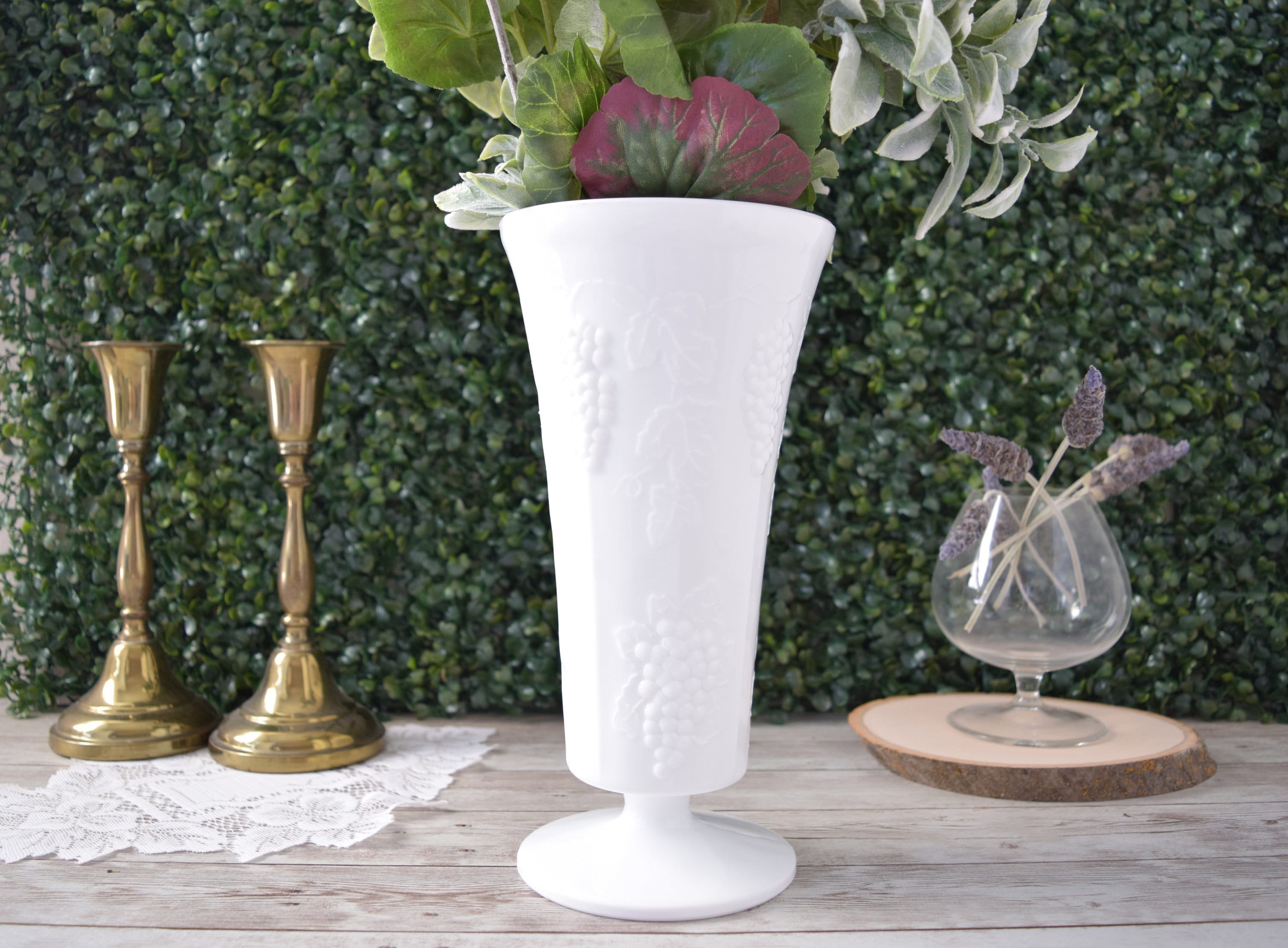 Footed Milk Glass Vase