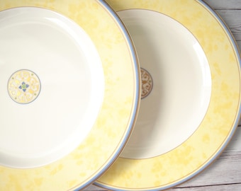 Vintage Villeroy and Boch Cannes Salad Dessert Plates Spring Time Yellow Band Bone China Dish, Hostess Dining Serving Plates (You Pick Qty)