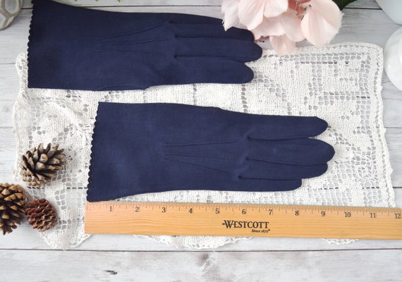 Vtg 100% Cotton Ladies Dark Blue Lee Begman Glove… - image 6