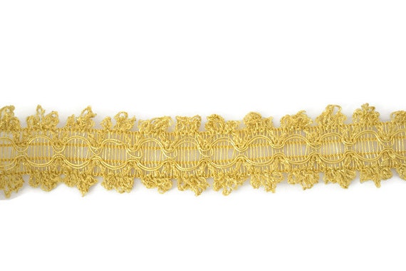gold trimmings for dresses Vintage Gold Metallic Trim Made in USA, Ornate Lace Fabric Edge for Dress  Making Curtains Pillows, Cotton Mylar Fringe Sewing Ribbon 1 Yard