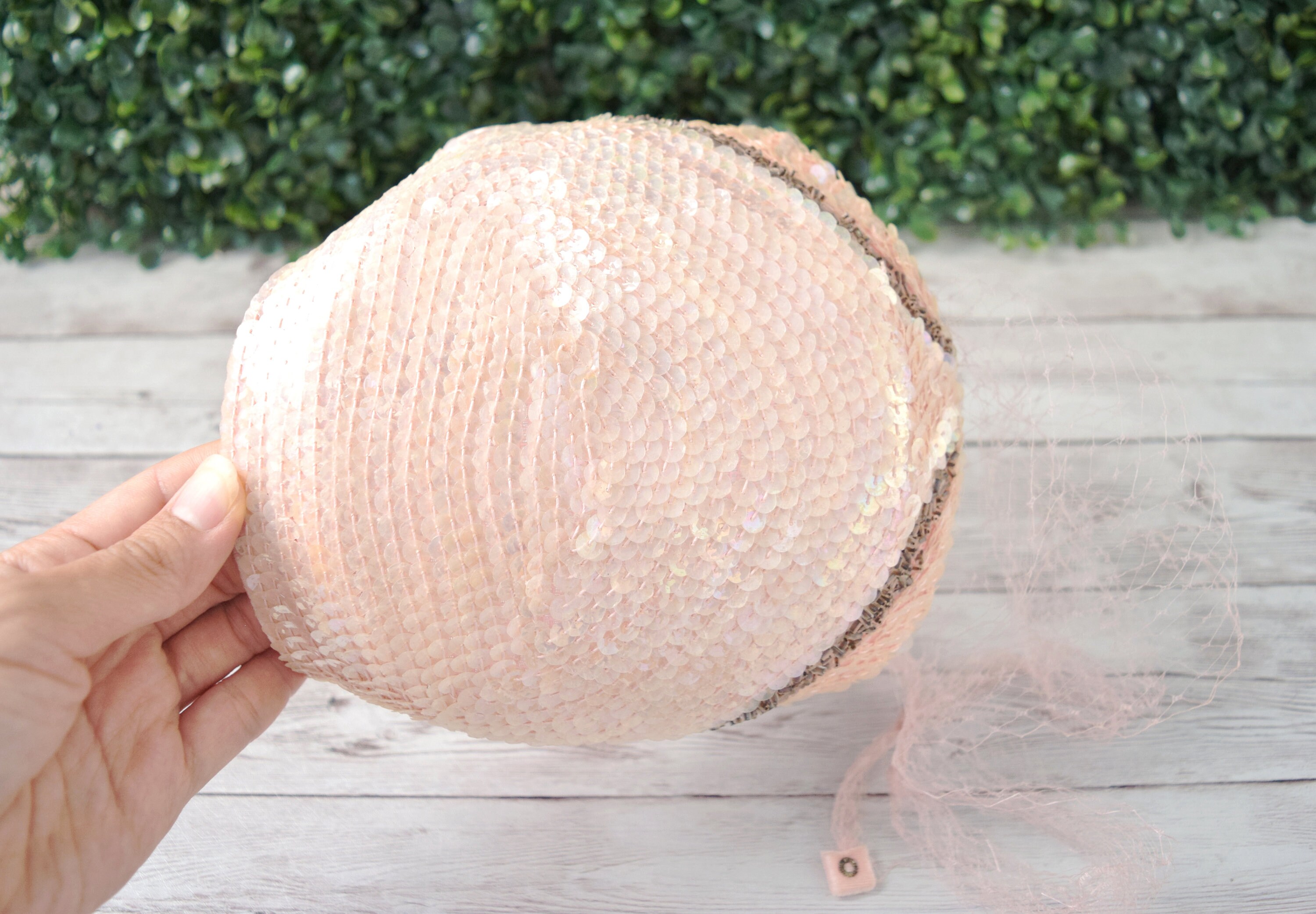 Vintage Pink Sequins Fascinator Hat With Netting, 1950s 