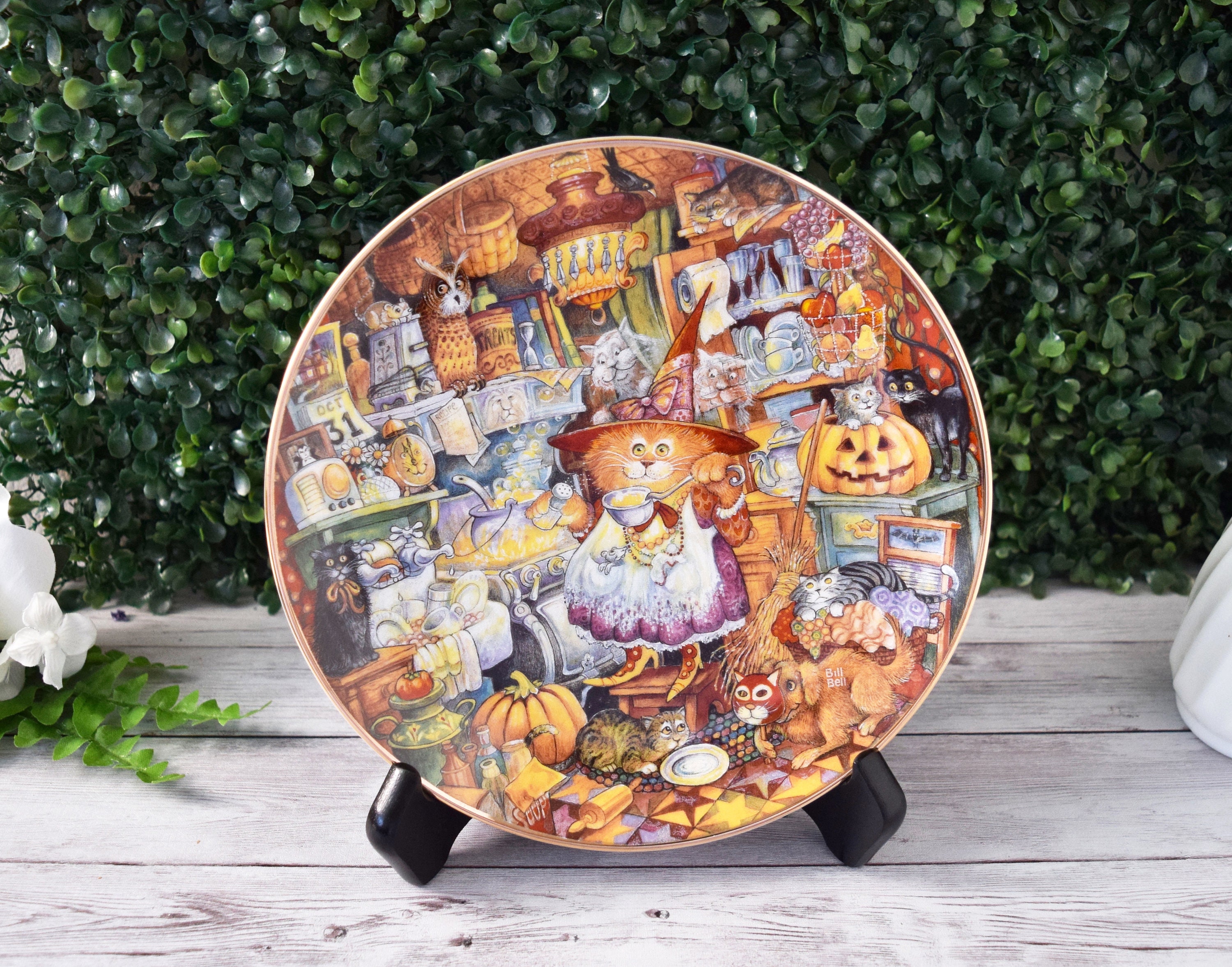 Vintage Collectible Plate Scaredy Cats by Bill Bell Franklin Mint