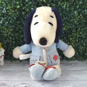 Vintage Snoopy Knickerbocker Stuffed Animal Blue Jacket Vintage