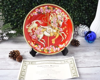 Vintage Xmas Wall Hanging Porcelain Decoration of Franklin Mint's