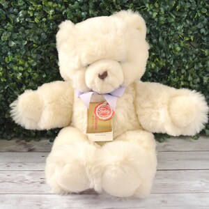 Vintage Cream Off-White Colored Plush Teddy Bear by Hermann Teddy Original Made in West Germany with Tags, Soft Plushie Bear Childhood Toy