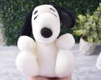 Vintage 1960s Collectible Snoopy Plush, Small Soft Stuffed Snoopy Rare Toy, Peanuts Charlie Brown Plushie Dog Character Doll 6.5" Tall