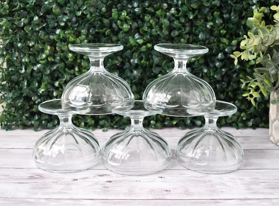 Vintage Petite Short Sherbet Clear Glasses or Small Footed Custard