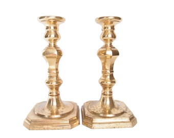 Vintage Brass Taper Candlestick Holders, Candle Holders with Patina by Andrea by Sadek, Rustic Wedding Decoration