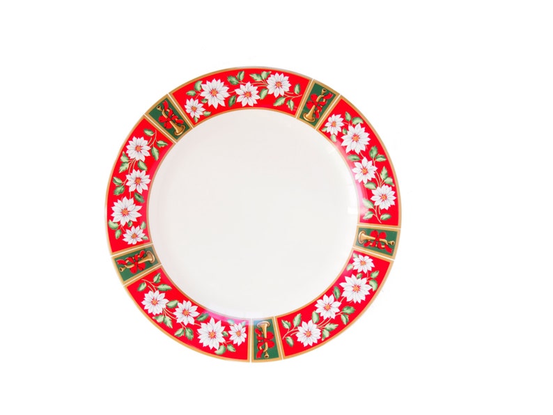 Large Christmas Serving Platter in Red and Green Poinsettia by Charlton Hall