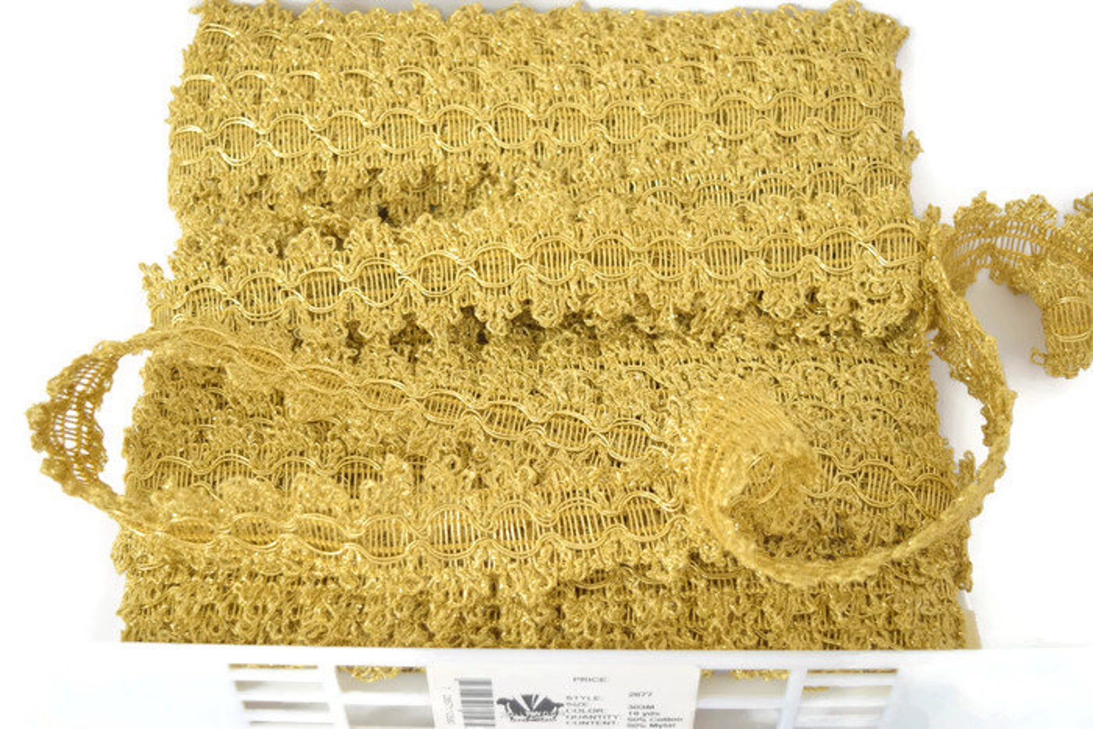 Gold Metallic Trim Made in USA Ornate Lace Fabric Edge for Etsy