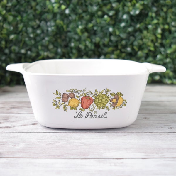 Vintage Corningware 700mL Small Casserole Dish, Spice of Life Le Persil Small Baking Pan, Pyrex Ceramic Bakeware, Cottage Style Decor