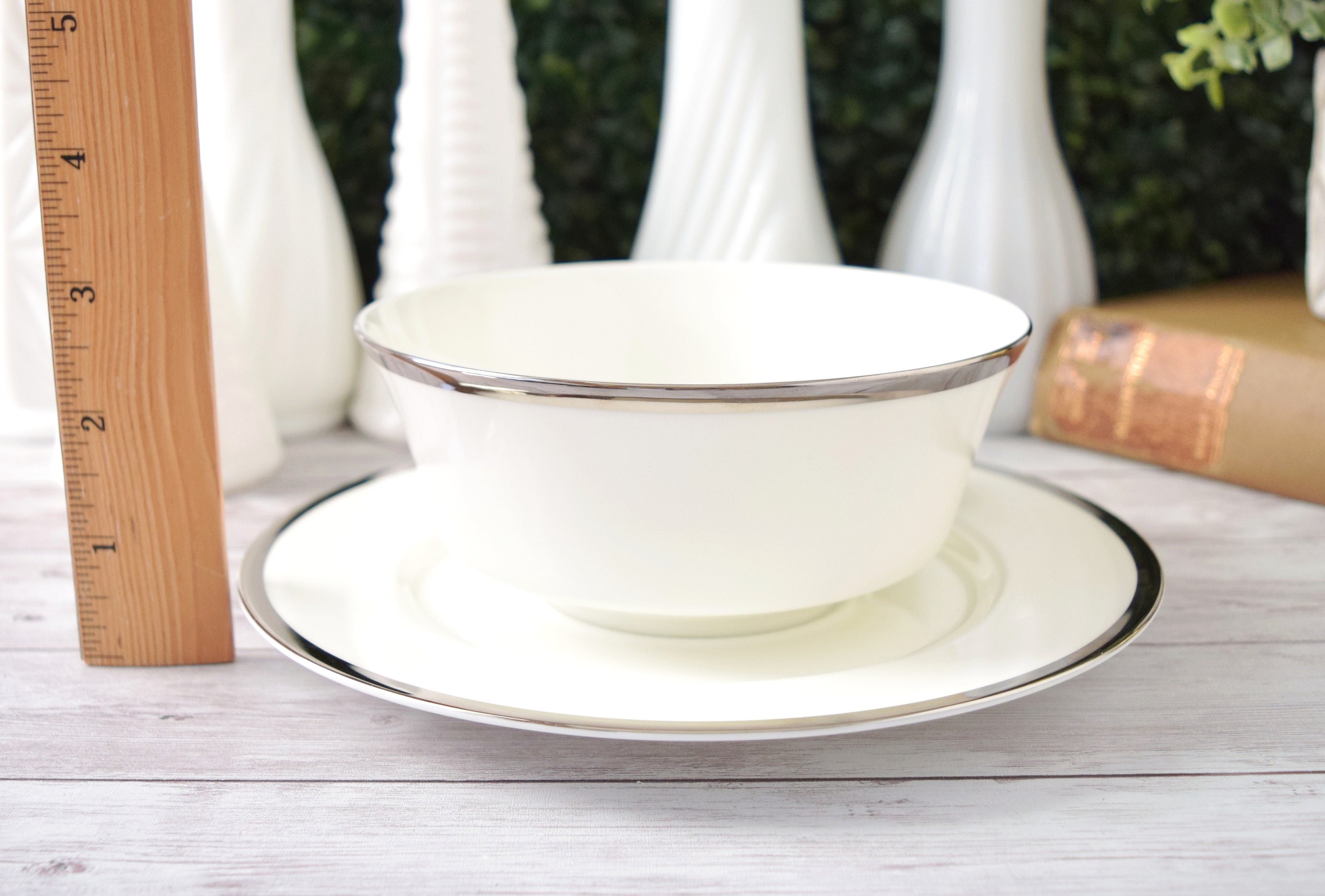 Vintage Mikasa Narumi Bone China Gravy Bowl With Attached Plate