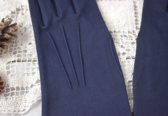 Vtg 100% Cotton Ladies Dark Blue Lee Begman Glove… - image 4