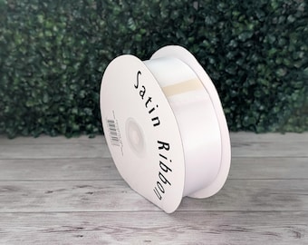 50 Yards Satin Ribbon in Bright White Color 1.5" Wide Single Face Soft Ribbon Made in Taiwan for Crafts, Wedding, Decor, Gift Wrapping