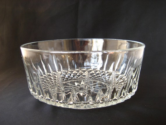 Vintage Large Clear Glass Bowl Arcoroc France Serving Dish | Etsy