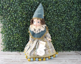 Vintage Rare 15" Tall Limited Edition Ceramic Italian Doll by Cleo Faenza in Renaissance or 1800s Dress, Hand Made in Italy Porcelain Doll