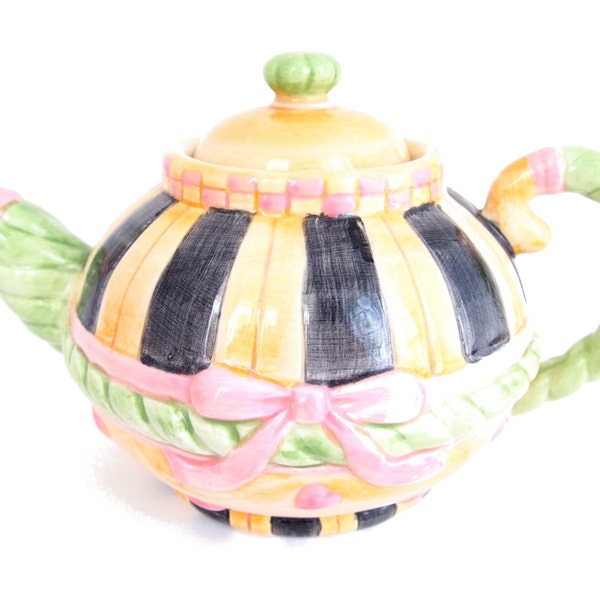 Vintage Teapot Sakura China Fine China with hearts and bows, Colorful coffee pot, Fun fanciful teapot collectible, ceramic tea time tea pot