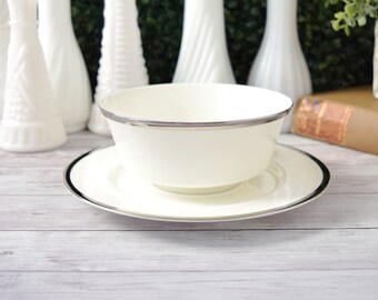 Vintage Mikasa Narumi Bone China Gravy Bowl With Attached Plate