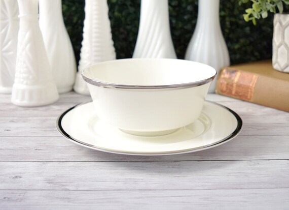 Vintage Mikasa Narumi Bone China Gravy Bowl With Attached Plate