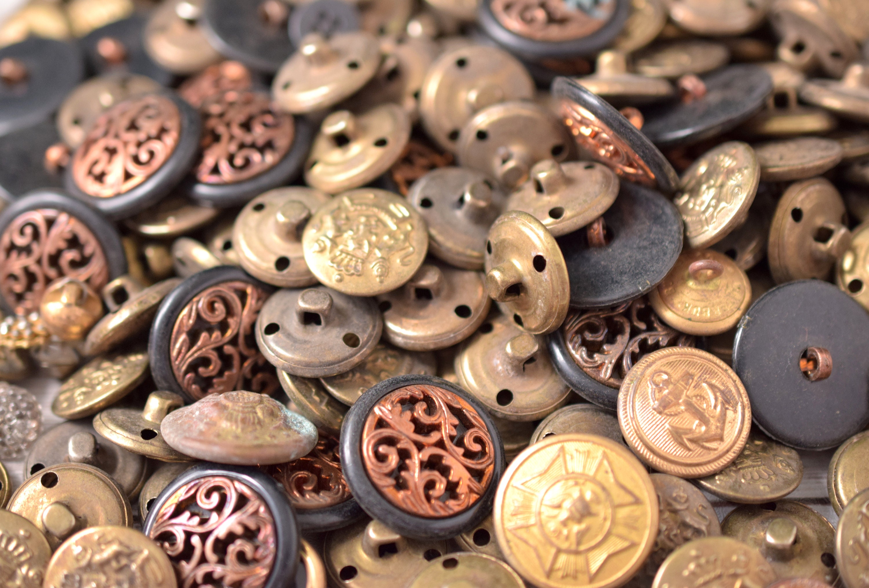 Antique Military Buttons Coat of Arms Brass Buttons, Luxembourg