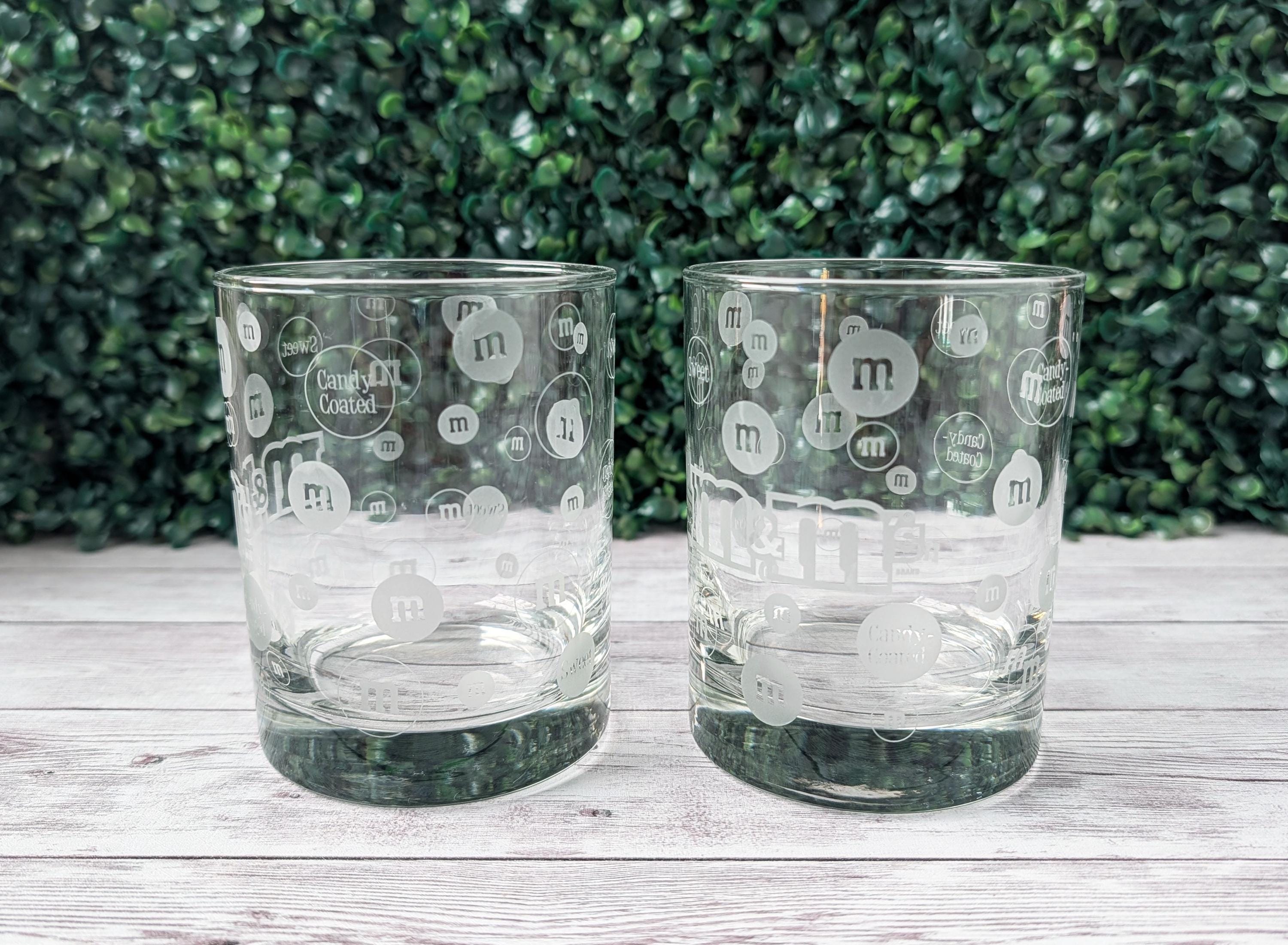 Vintage M&m's Old Fashioned Clear Glass Tumblers Set of 2, Las