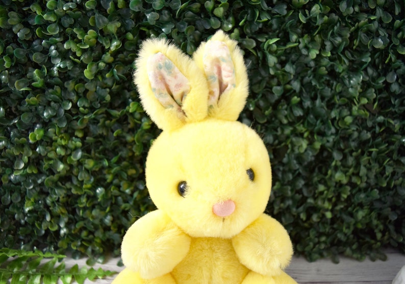 Vintage Robinson's May Yellow Plush Bunny With Floral Granny Fabric ...