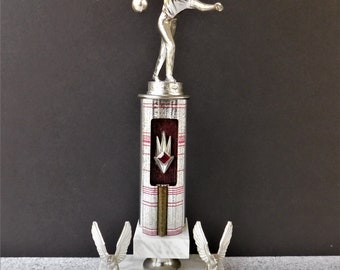 Vintage 1960s Mens Bowling Trophy, Kitsch Mid Century Decor