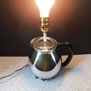 Working Converted Art Deco Sunbeam Coffeemaster Lamp, Repurposed Coffeepot Light, Coffee Decor, Coffee Bar or Coffee Shop Light