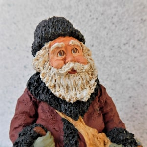 1996 June McKenna Jolly Ole St. Nick Santa Figure, Signed by June McKenna, Rustic Santa Claus Figurine, Christmas Decoration