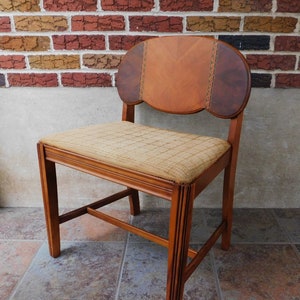 RESERVED - Vintage 1930s Wooden Art Deco Vanity Seat, Vanity Chair, Bassett Chair Co., Needs New Fabric